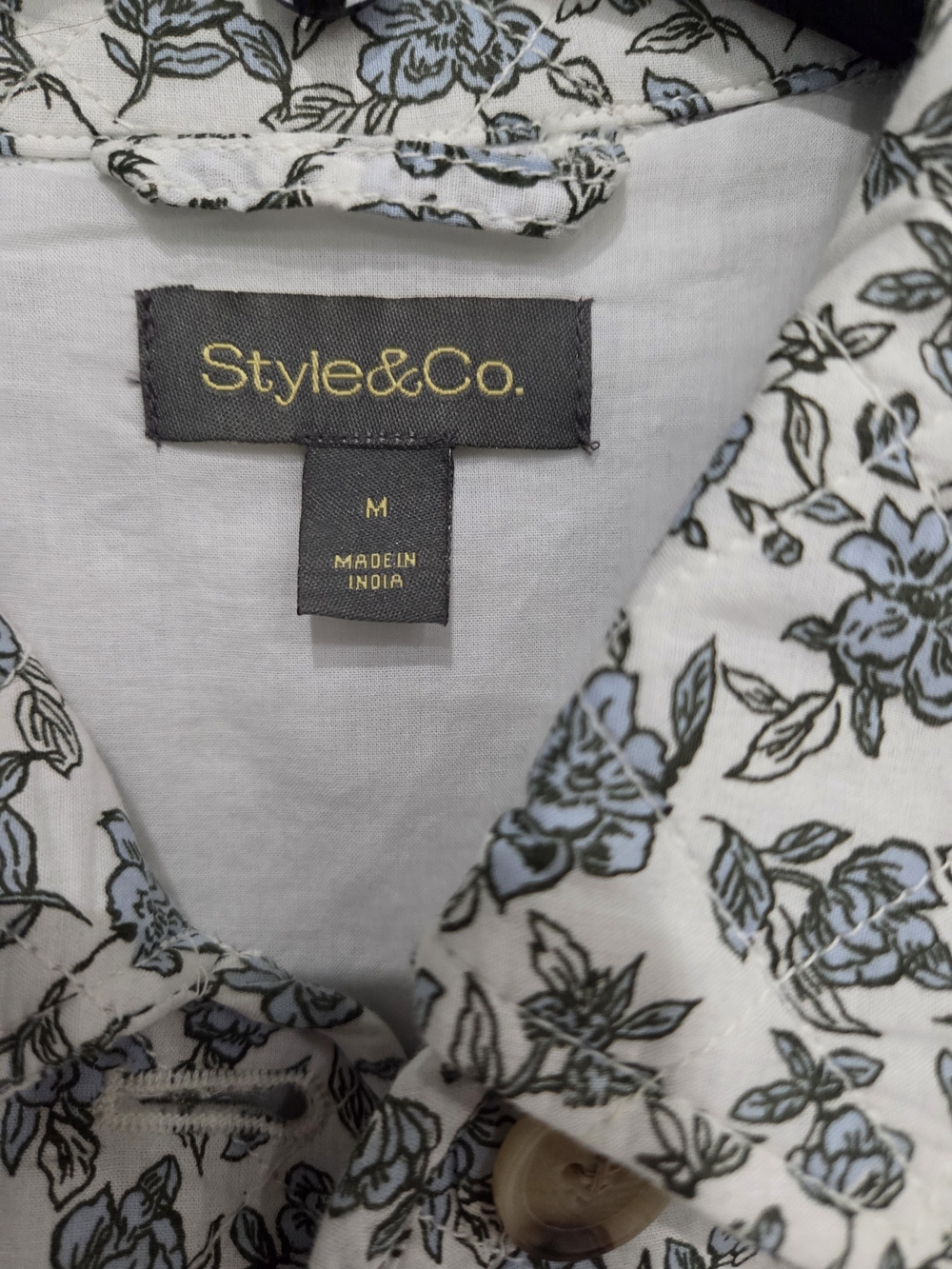 Style & Co. Quilted Floral Jacket in Light Green and White Size Medium NWT - Picture 7 of 10